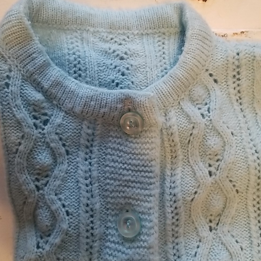 Vintage Tiffany Blue Wool Sweater - Picture 6 of 6